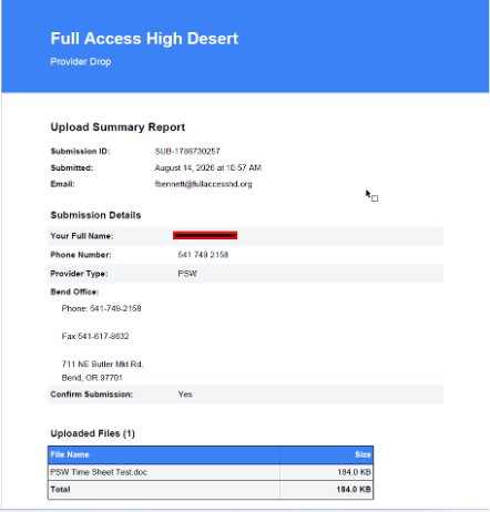 Emailed Report