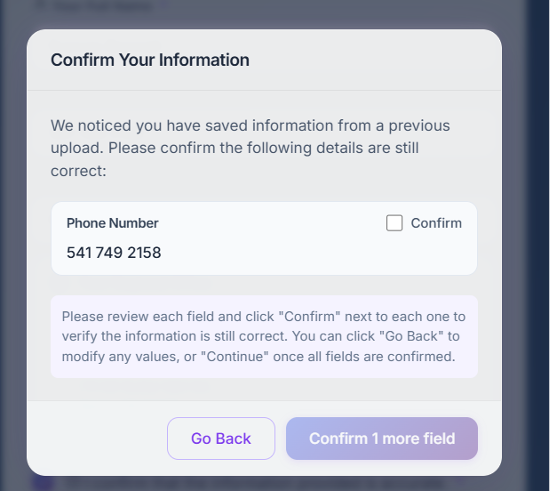 Confirm telephone