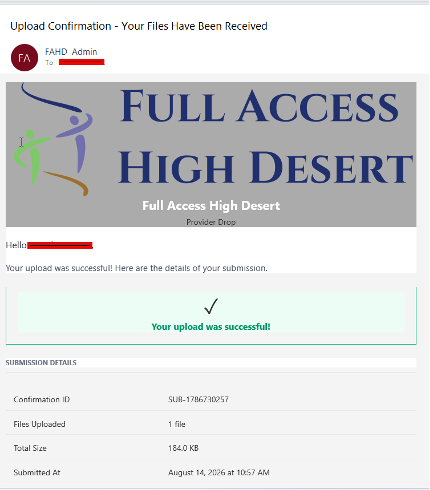 Upload confirmation